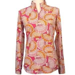 IBKUL Women's XS Seashell‎ 1/4 Zip Mock Neck Vented Golf Shirt Athleisure